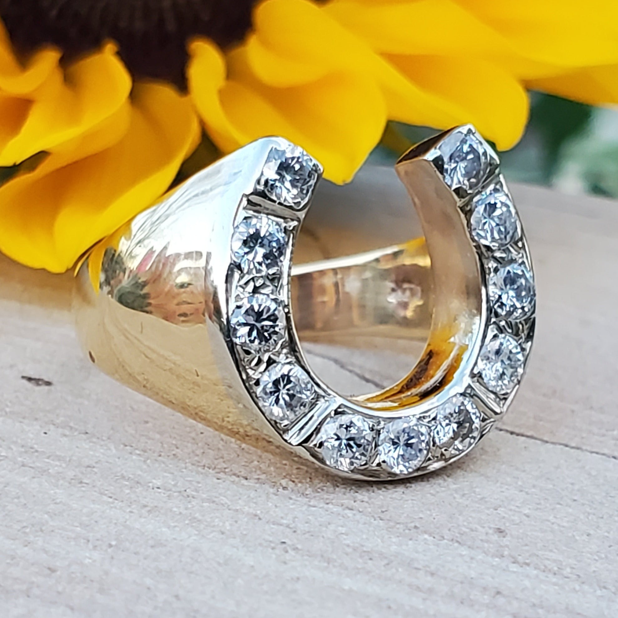 9ct White Gold 0.05ct Diamond Horseshoe And Horse Ring | Ramsdens Jewellery